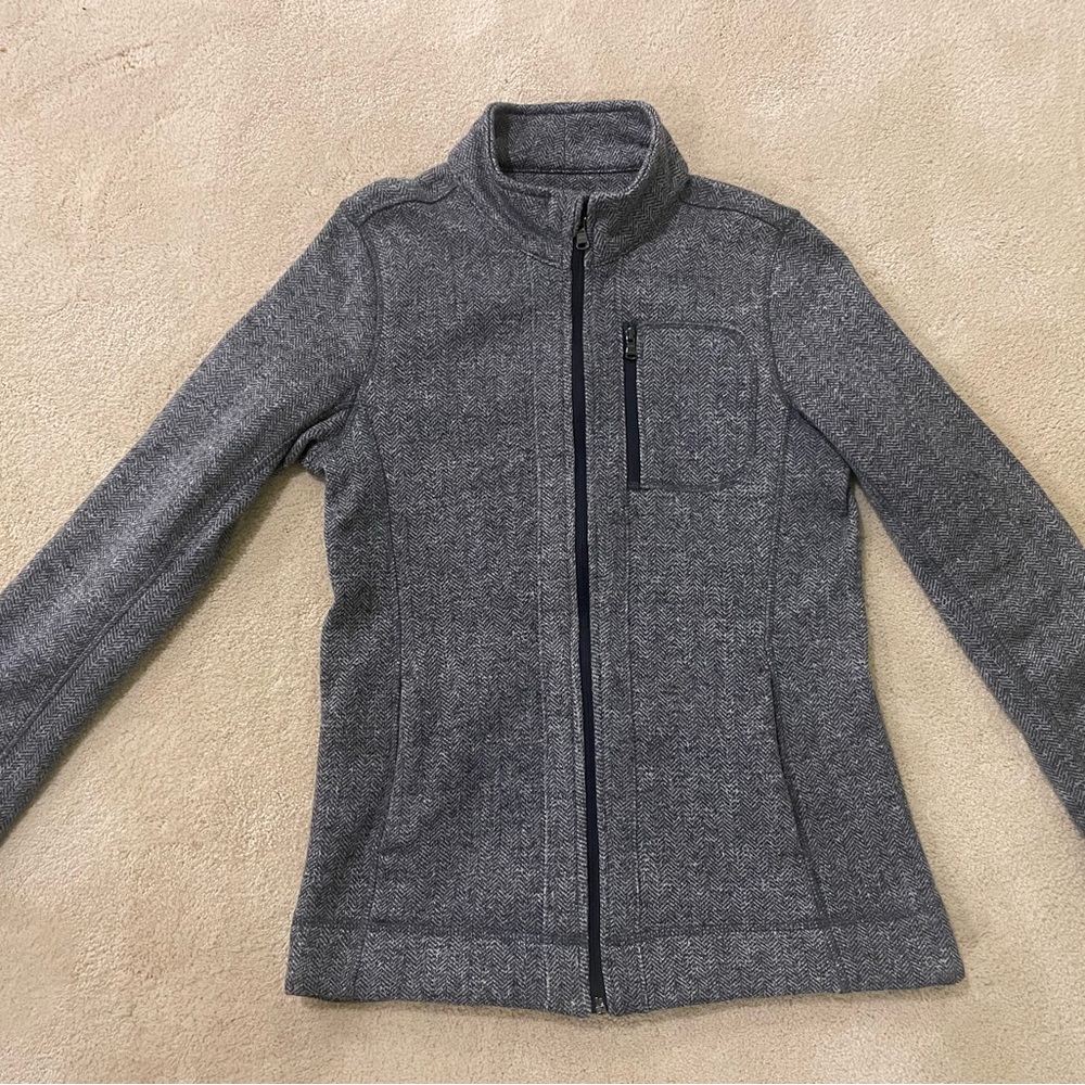MARC NEW YORK Women's Performance Fleece Lined Full-Zip Sweater B&W Herringbone